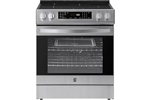 Kenmore 2296853 5.6 cu. ft. Front Control Electric Induction Range Oven - 4 Dual Ring Elements, True Convection, Air Fry, Self Clean, Turbo Boil, Chrome Racks, Storage Drawer - Stainless Steel