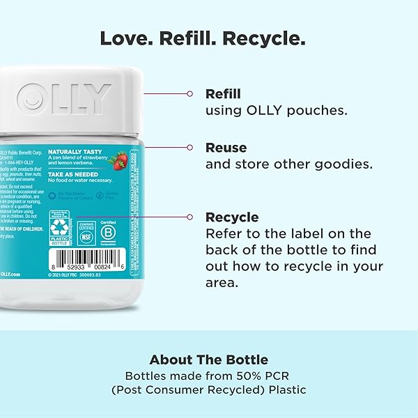 OLLY GOODBYE STRESS GUMMY, GABA, L-THEANINE, LEMON BALM, STRESS RELIEF SUPPLEMENT, BERRY – 42 COUNT