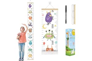 Smlper Growth Chart for Kids,Child Height Chart Ruler for Wall,Wood Frame Fabric Canvas Height Measurement Ruler for Kids Nursery Room,Removable Wall Decor 79"x7.9"