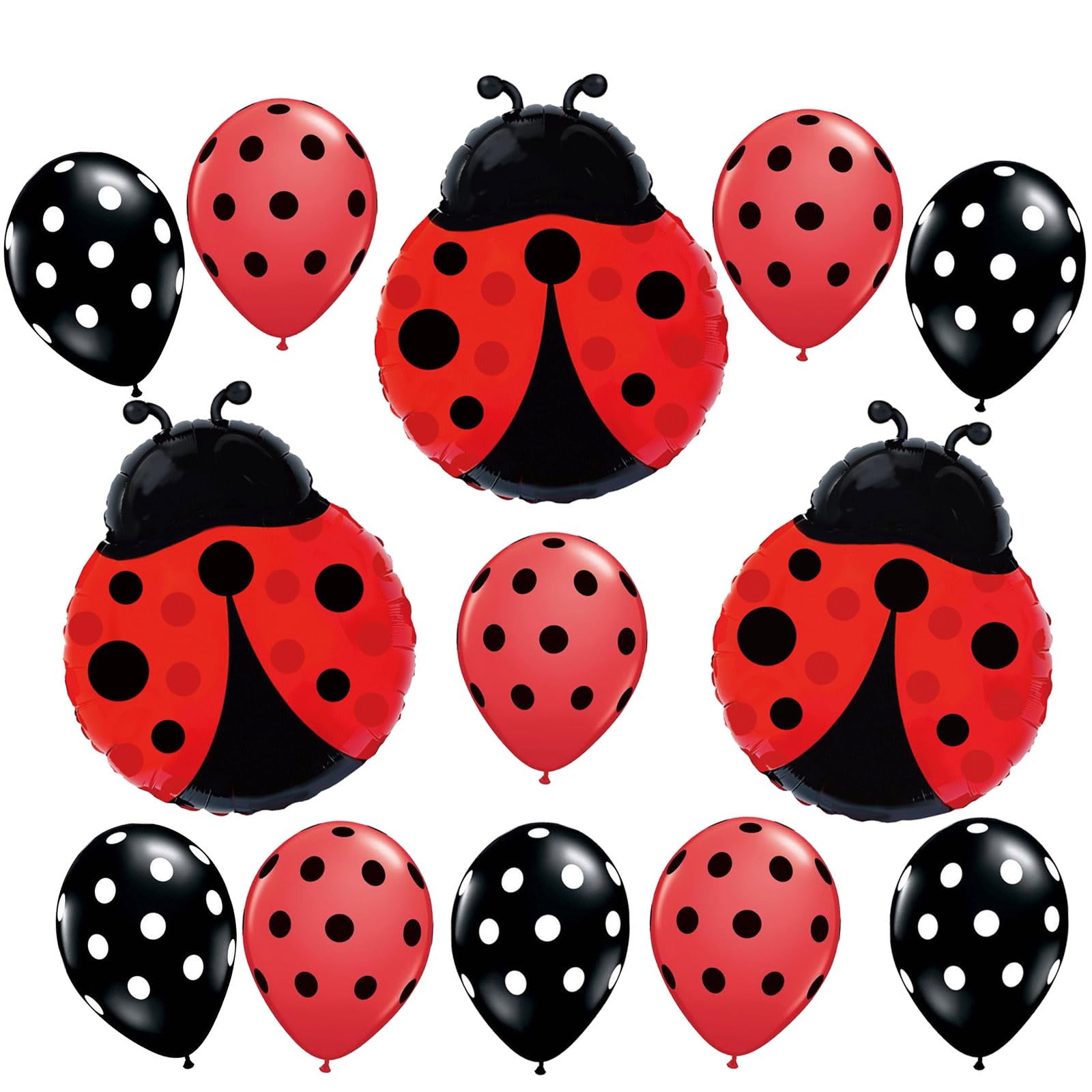Photo 1 of 13 Pcs Ladybug Balloons for Ladybug Birthday Party Decorations | Red Black Spotty Ladybug Party Balloon | Ladybug Birthday,Baby Shower | Garden-Themed & Insect Paty Decorations