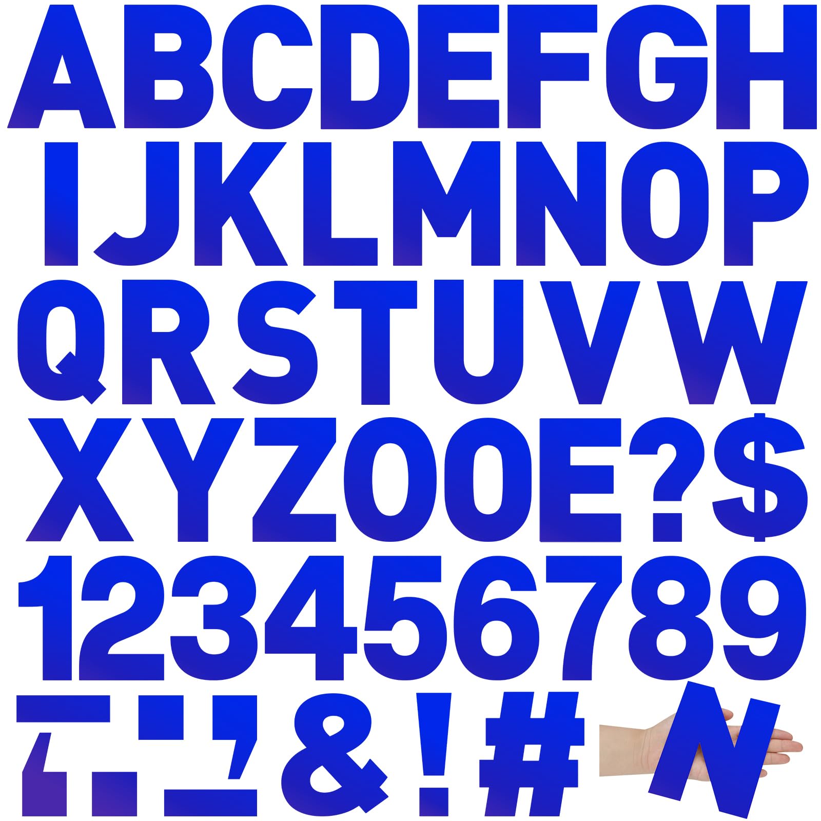 Photo 1 of 184 Pcs Large Vinyl Letter Stickers 6 Inch Big Alphabet Number and Symbol Stickers Self Adhesive Removable Letter Decals for Bulletin Board Classroom Decor Window Door Mailbox Home Decor(Blue)