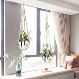 Augshy Macrame Plant Hanger 2 Pack 35" White Indoor Decorative Holder view 6