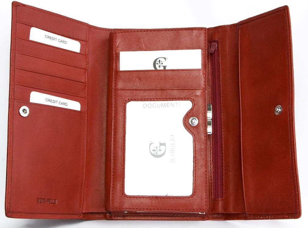 Giglio Fiorentino Women's Large Genuine Leather Wallet Red - Image 3