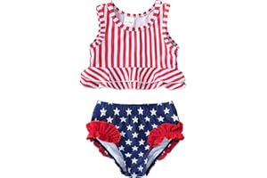 YOUNGER TREE Toddler Baby Girls Summer Swimsuit Sleeveless Striped Swimwear Two-piece Suit Beach Bikini