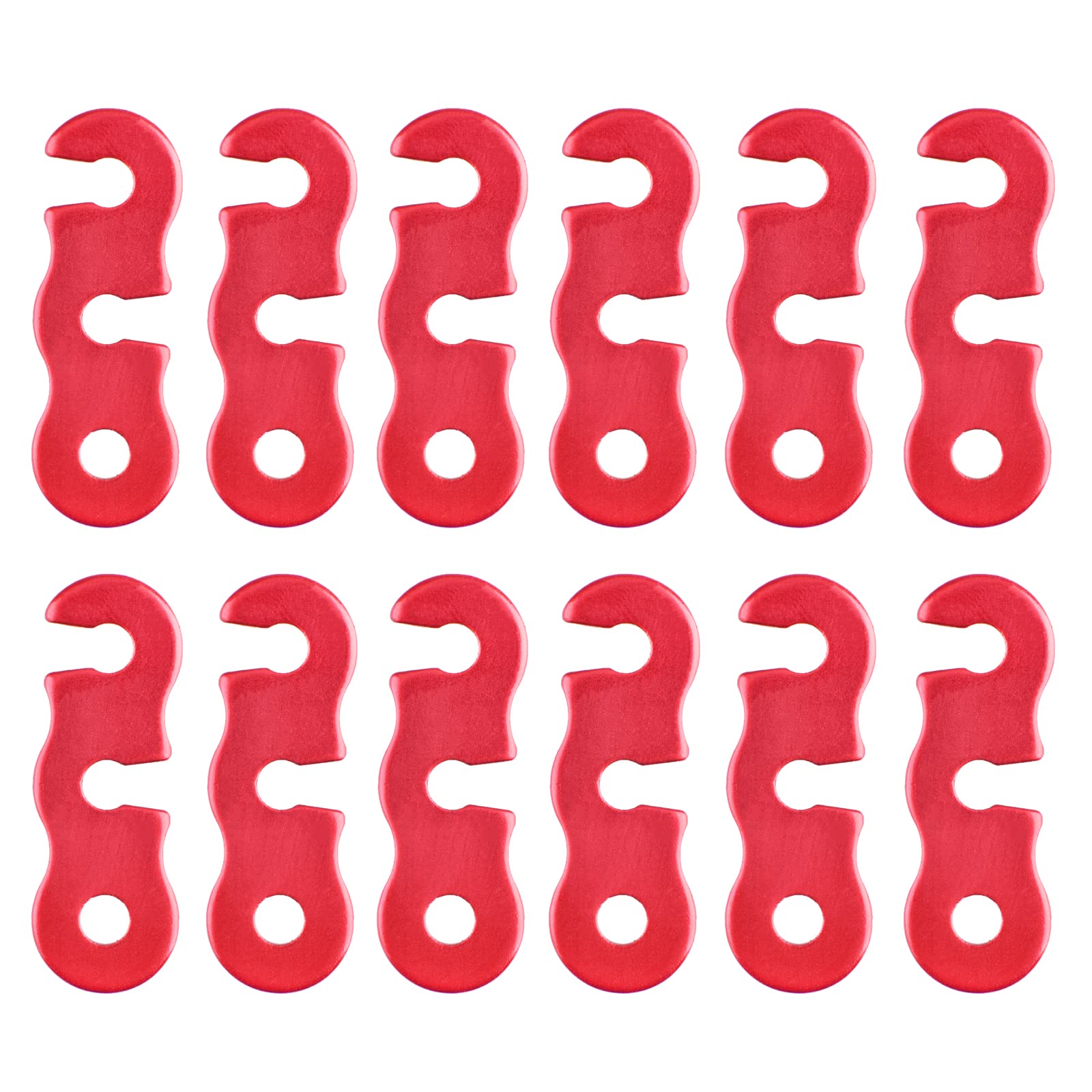 TRIWONDER 12 Pcs Guy Rope Tensioners Guy Lines Tent Cord Adjuster Paracord Rope Buckle for Camping Hiking Backpacking, Outdoor Tent Accessory, 3 Holes, Red