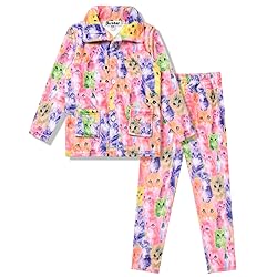 Girls Warm Winter Pajamas Kids Cat Pjs Set Plush