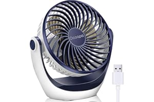 OCOOPA Small USB Desk Fan Table Fan 5'' with Strong Airflow & Quiet Operation, Portable Cooling Mini Fan 3 Speed, 360°Rotatab
