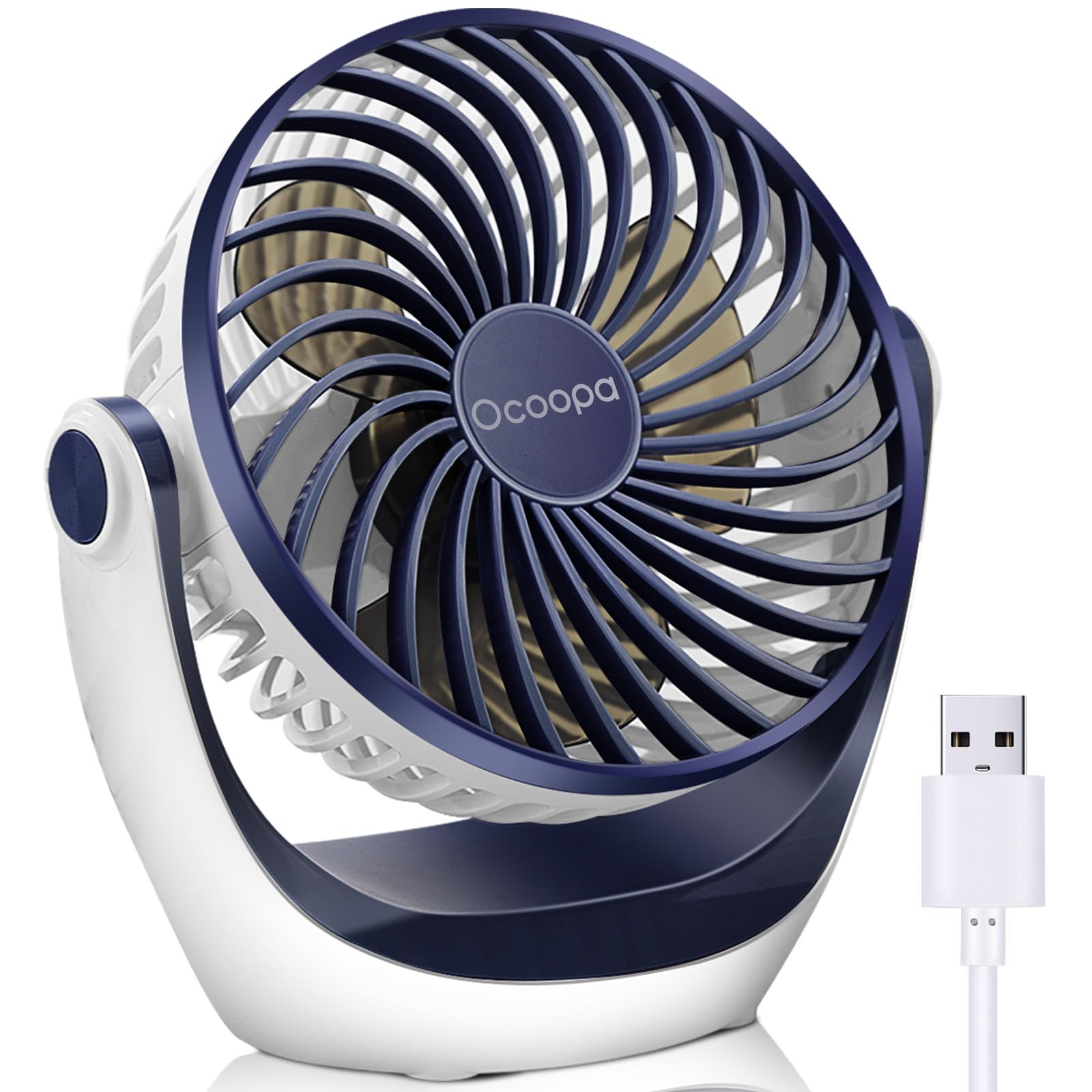OCOOPA USB Desk Table Fan with Strong Airflow & Quiet Operation, Portable Cooling Fan Speed Adjustable 360°Rotatable Head for Home Office Bedroom Table and Desktop