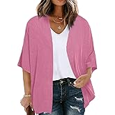 Eytino Women Plus Size Lightweight Cardigan Half Sleeve Ribbed Knit Kimono Cardigans Tops(1X-5X)