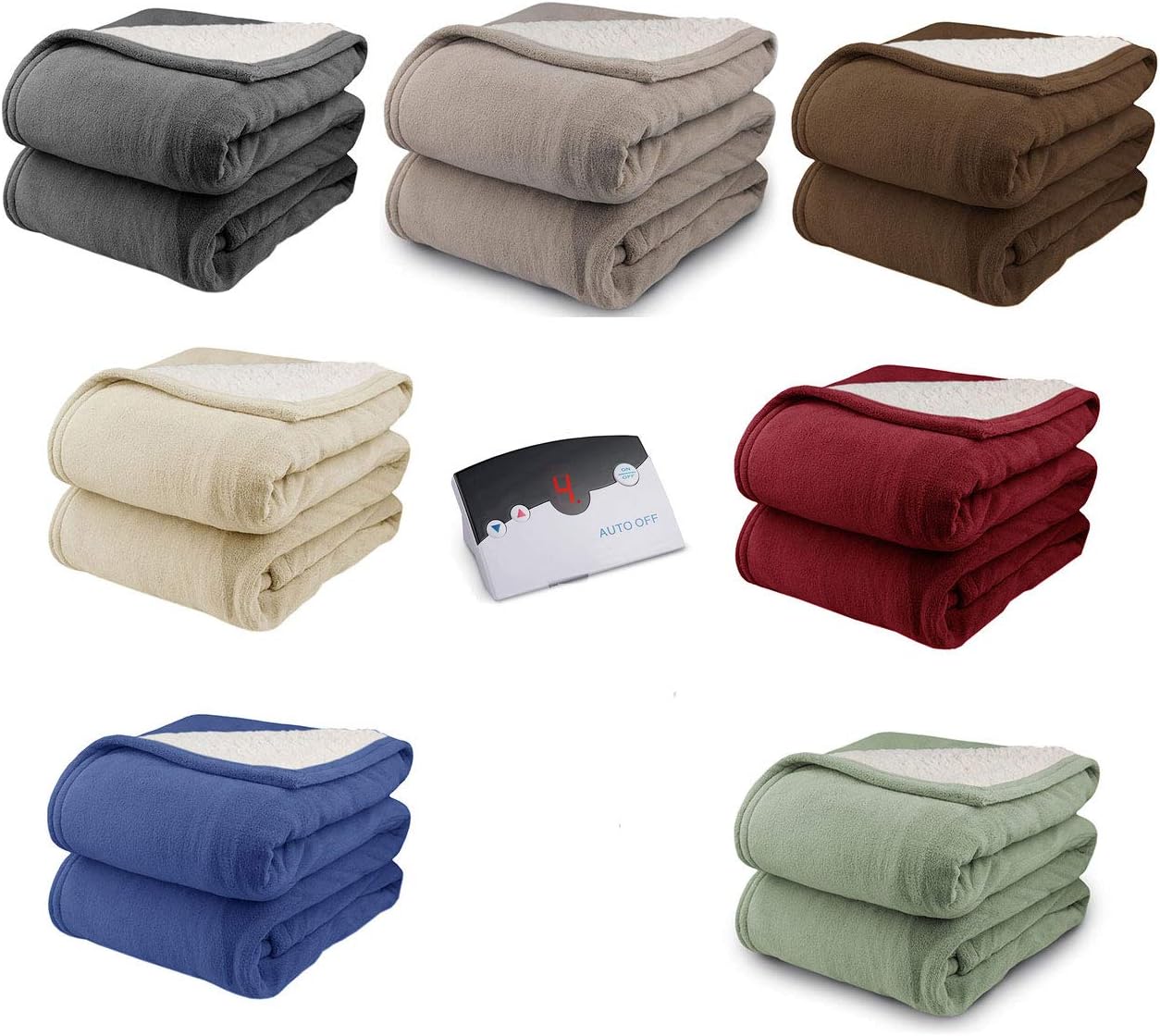 Pure Warmth MicroPlush Sherpa Electric Heated Blanket Twin Cream: Home & Kitchen