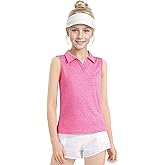 Auranso Girls Sleeveless Polo Shirts V-Neck Golf Tennis T-Shirts with Collared Quick Dry Tank Tops