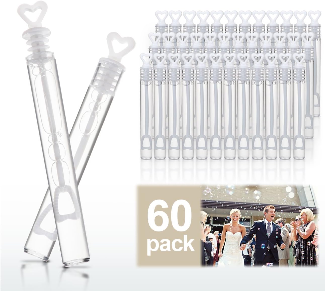 Cubewit Wedding Wand Heart Tube Bubbles 60pcs Wedding Favours Table Decoration Party Accessories
