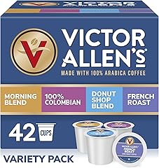 Victor Allen's Coffee Variety Pack (Morning Blend, 100% Colombian, Donut Shop Blend, French Roast), 42 Count, Single Serve Co