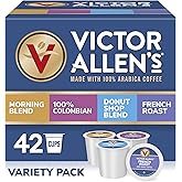 Victor Allen's Coffee Variety Pack (Morning Blend, 100% Colombian, Donut Shop Blend, French Roast), 42 Count, Single Serve Coffee Pods for Keurig K-Cup Brewers