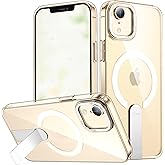 EMMPITU for iPhone XR Case Compatible with Magsafe, Built-in Invisible Stand [Military Drop Protection] Strong Magnetic Shockproof Slim Protective Phone Case Cover for iPhone XR 6.1 (Clear)
