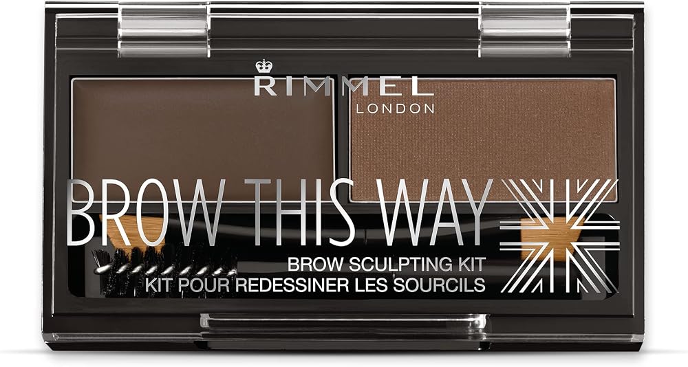 Rimmel Brow This Way Brow Sculpting Kit Dark Brown Wax Powder Dual-Ended
