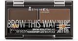 Rimmel Brow This Way Brow Sculpting Kit Dark Brown Wax Powder Dual-Ended
