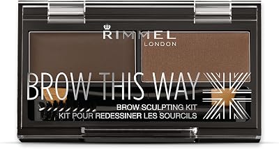 Rimmel Brow This Way Brow Sculpting Kit Dark Brown Wax Powder Dual-Ended