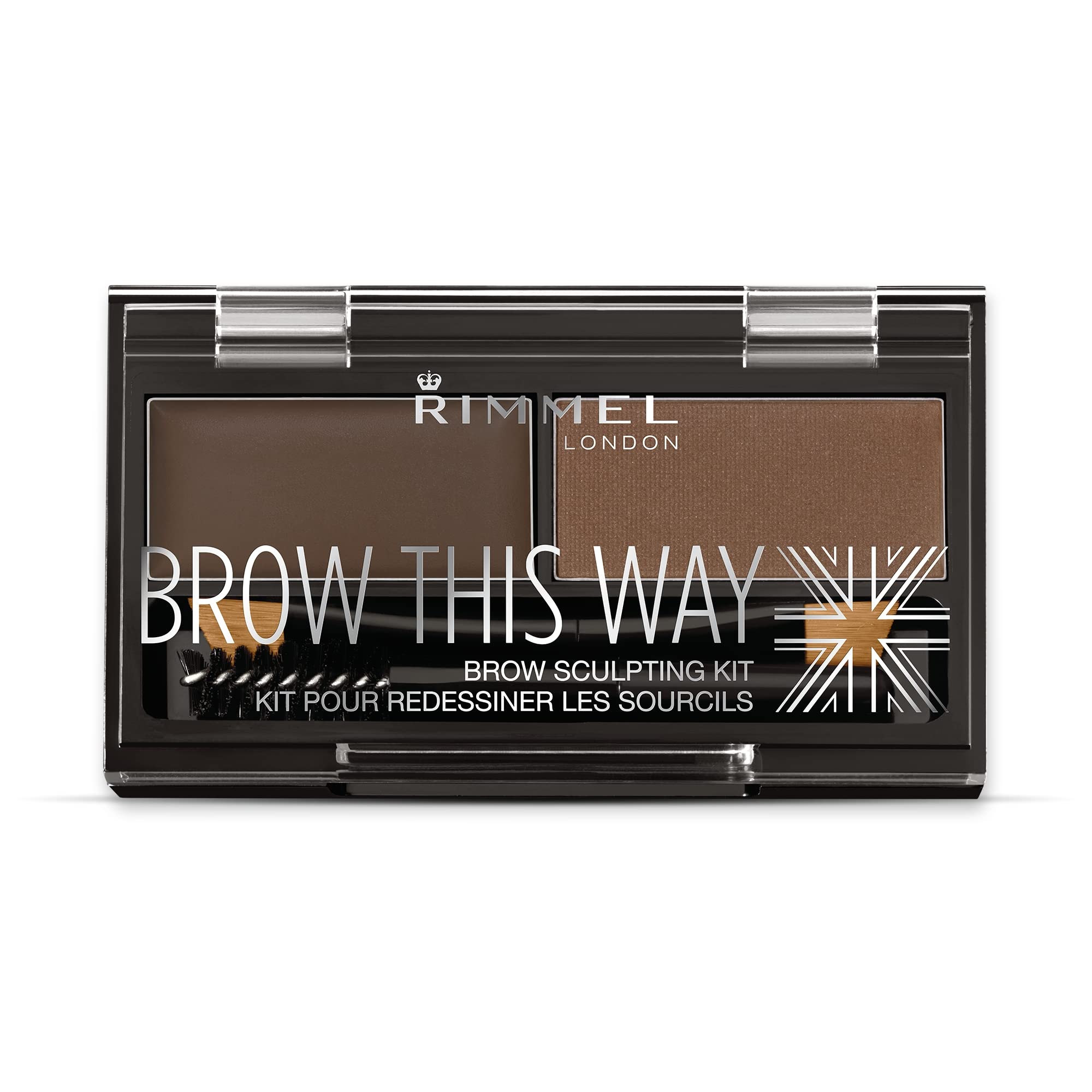 Rimmel London Brow This Way Brow Sculpting Kit, Dark Brown,wax: 1,1g, Powder 1,3g