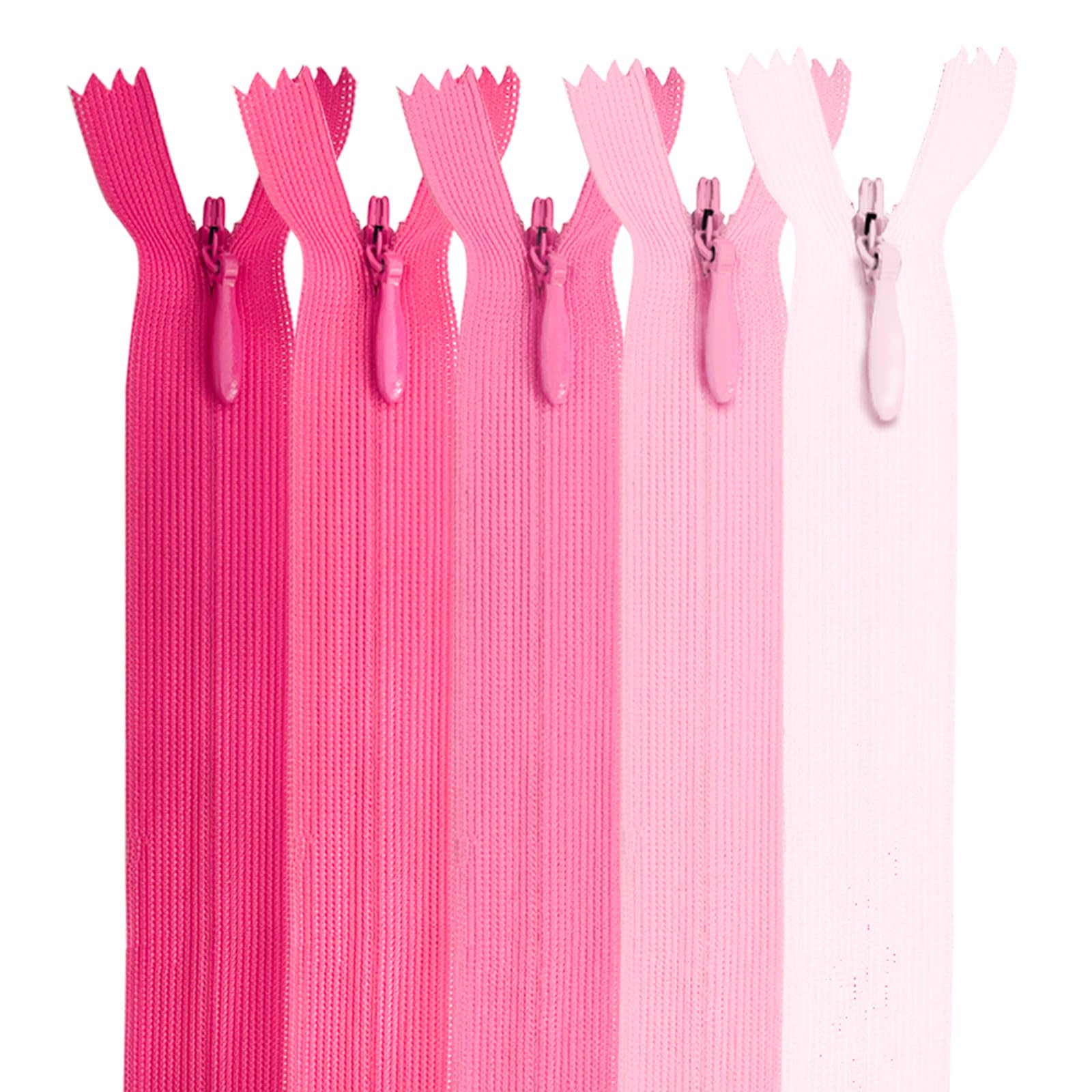 MARARDI [Pack 5] Invisible Zippers [Pink] Nylon [60 cm] Sewing and Crafts for Clothes, Fabric, Bags, Cases Tape for Machine Sewing, Patchwork, Cotton with Metal Closure — image 1