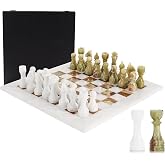 Marble Range Marble Chess Set for Adults 15" Strategic Board Game | White &amp; Green, 2 Extra Queens, 32 Chess Pieces, 1 Storage Box, Handmade Chess Set &amp; Marble Chess Board, Elegant Gift