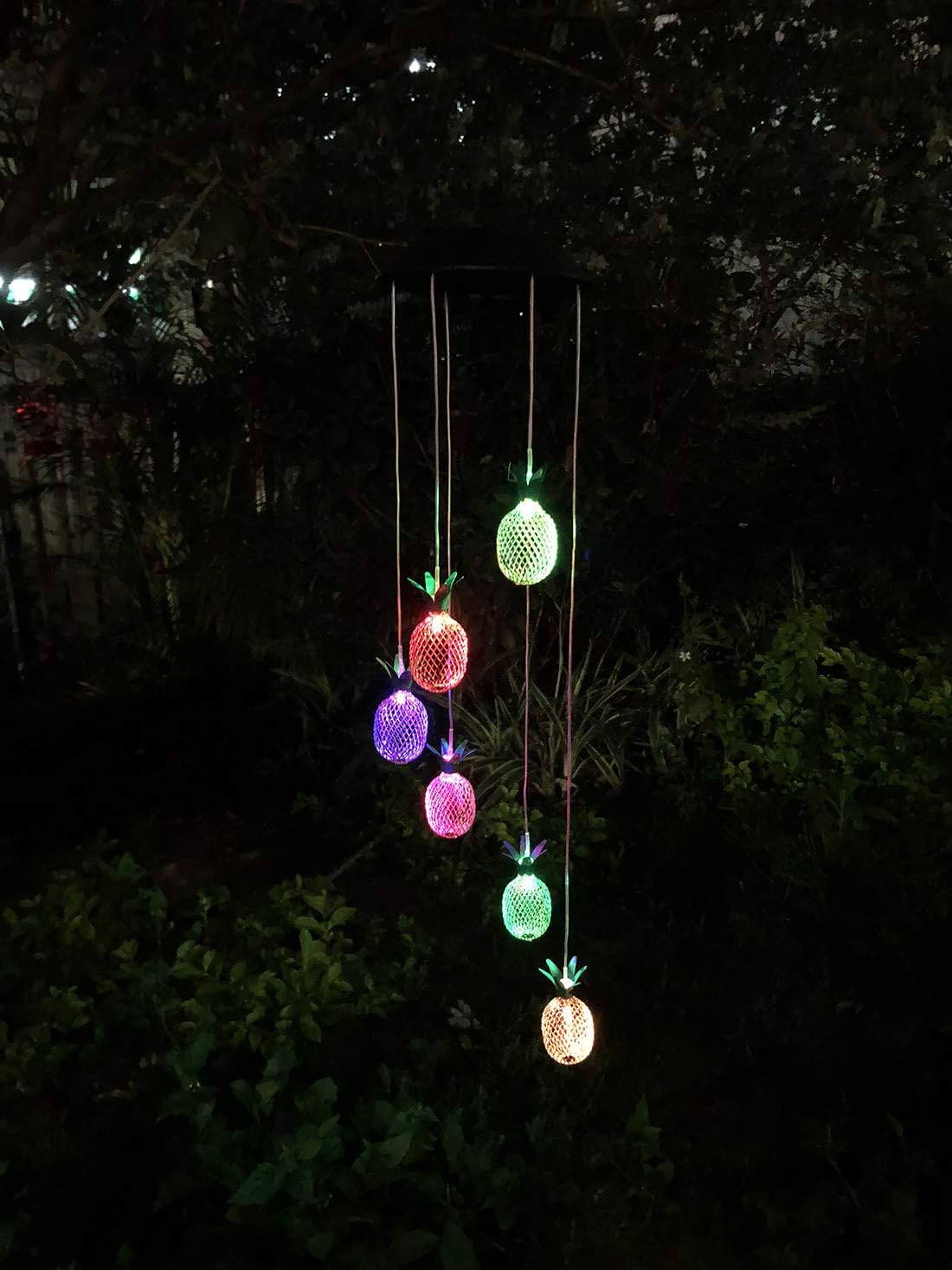 Viewpick Outdoor Solar Pineapple Decor Garden Lights Solar Wind Chime Color Changing Outdoor Light Wind Mobile Waterproof LED Multicolored Lights Wind Chimes Automatic Light for Patio Yard Garden Home