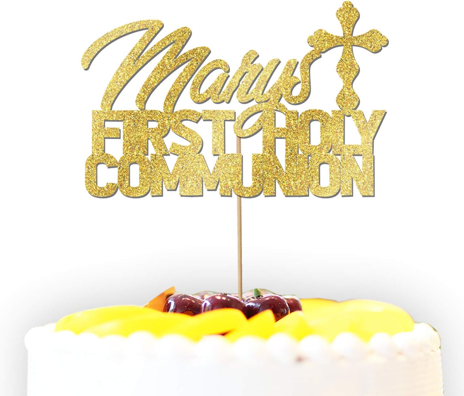 Personalised Holy Communion Glitter Cake Topper Cake Decoration - Any Colour/Wording/Age/Occasion
