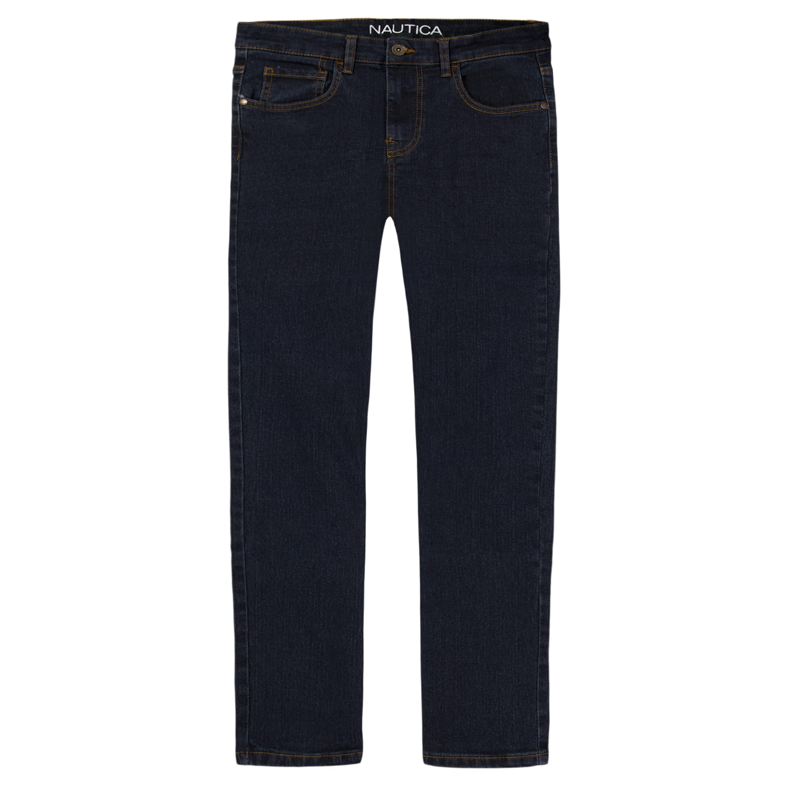 Photo 1 of Nautica Boys' Classic Fit Straight Leg Denim Jeans, 5-Pocket Style, Zipper Fly & Button Closure, Navy Rinse, 18