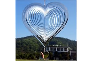 WindAngel Stainless Steel Wind Spinner Outdoor for Yard and Garden Decoration,3D Heart Pattern Metal Wind Sculptures & Spinne