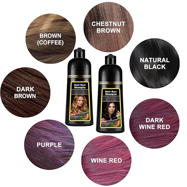 NATURAL CHESTNUT BROWN HAIR DYE SHAMPOO 3 IN 1 FOR 100% GRAY HAIR COVERAGE, INSTANT HERBAL INGREDIENTS HAIR COLOR SHAMPOO FOR WOMEN MEN, HAIR DYE COLORING IN MINUTES 500ML