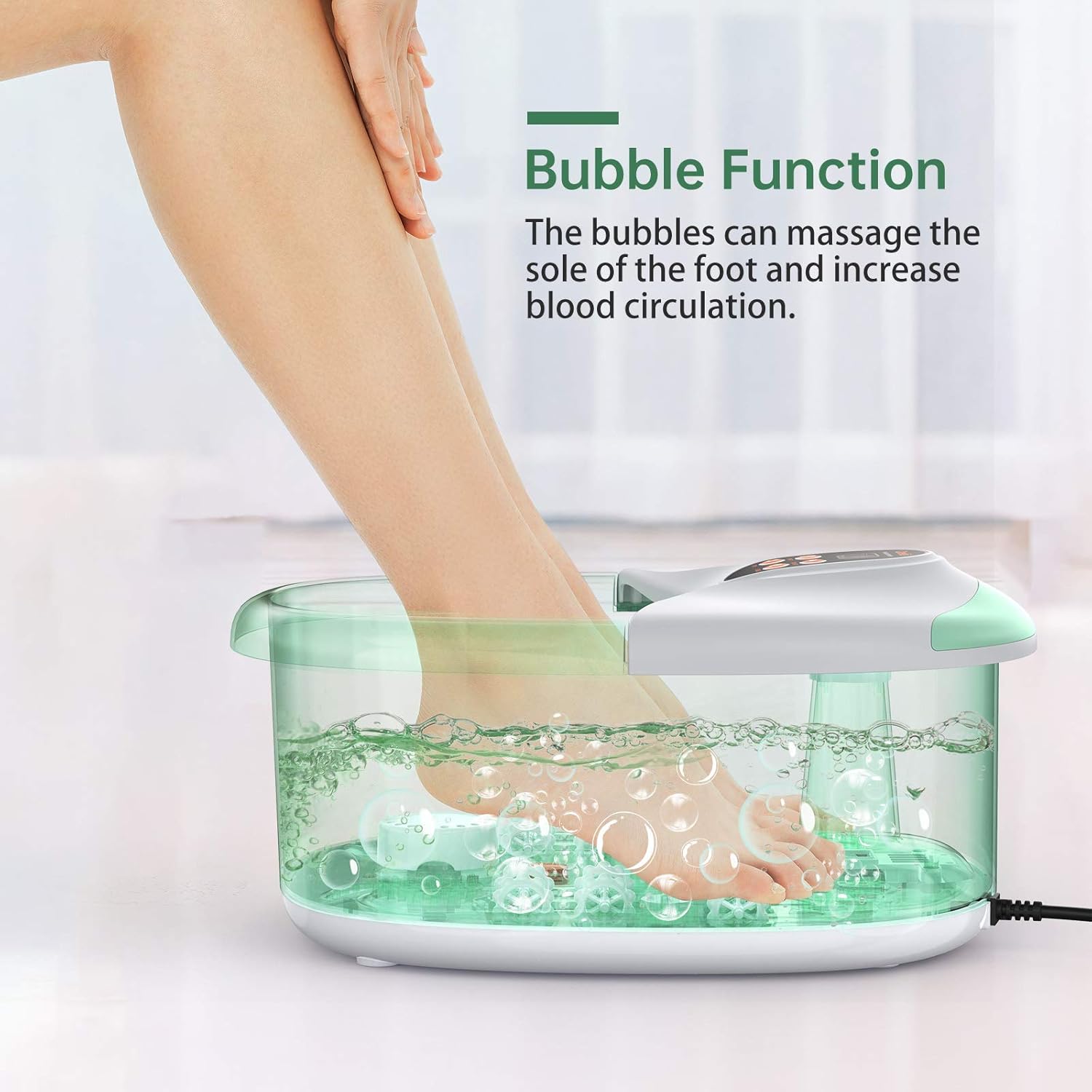 Carevas Foot Bath Massager, Heated Foot Soaker with O2 Bubbles, 14 Massaging Rollers for Tired Feet Stress Relief Home Use: Beauty