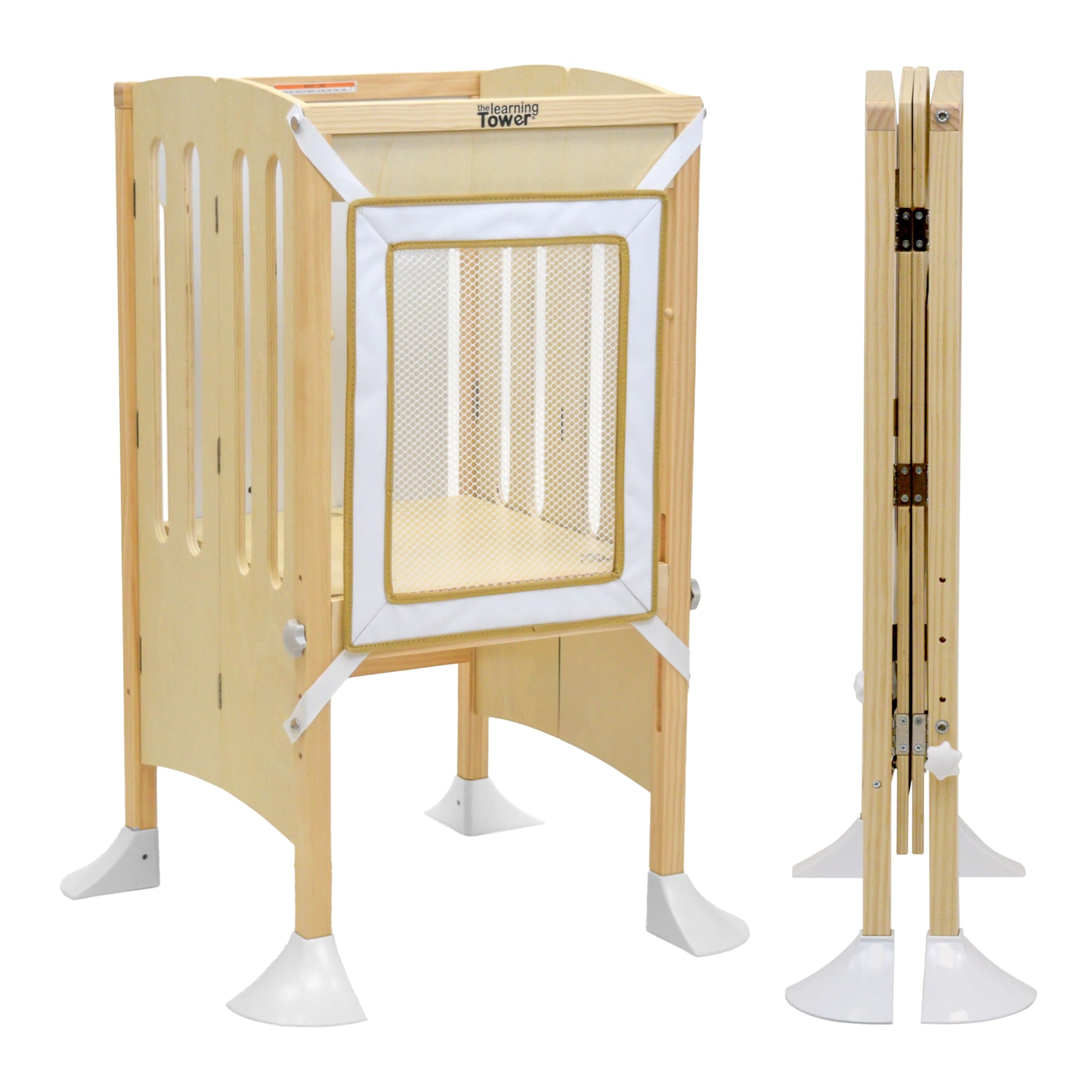 Photo 1 of Little Partners Grow 'N Stow Folding Learning Tower, Adjustable Montessori Kitchen Counter Toddler Platform for Cooking, 35" H x 23.25" W x 23" D, Ages 18 mos. to 6 yrs. (Natural)