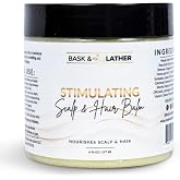 BASK &amp; LATHER Stimulating Scalp and Hair Balm for Hair Growth, Mango &amp; Shea Butter, Nourishing Jojoba Oil, Peppermint &amp; Rosemary Oil, Vitamin E, Scalp Care, Hair Care, Moisture, Shine &amp; Strength, 6 oz