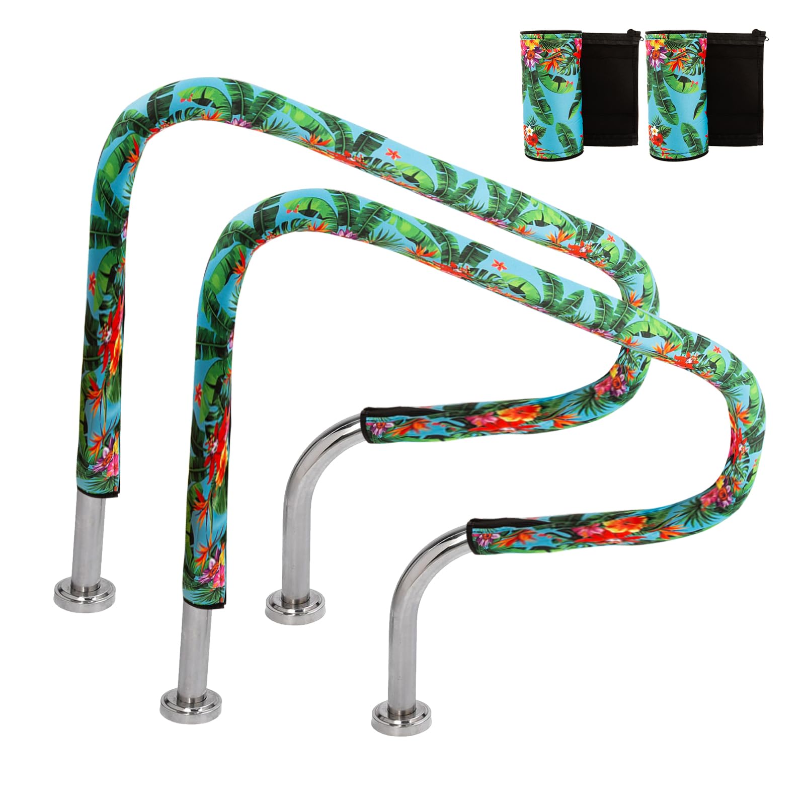 2 Pcs Pool Handrail Cover Swimming Pool Hand Rail Cover Zipper Slip Resistant Swimming Pool Hand Railing 4 Ft