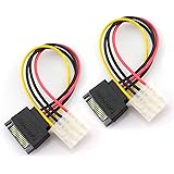 TOTOT 2pcs SATA 15Pin Male to IDE Molex 4Pin Female HDD Extension Power Adapter Cable for Serial ATA Hard Drives and CD ROM Drives 20cm