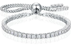 TUHE Moissanite Tennis Bracelet, 1.52ct-7.76ct Diamond Bracelets for Women, 18K White Gold Plated S925 Sterling Silver Adjustable Tennis Bracelets, D Color VVS1 Round Brilliant Cut Lab Created Moissanite Bracelets Trendy Gifts for Her