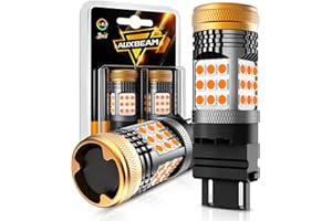 Auxbeam B21 Series 3157 LED Bulbs Amber Yellow Built in Resistor CANBUS Error Free Anti Hyper Flash 3457 4157 Bulb 600% Super Bright Turn Signal Light, Need Resistors for Some Trucks