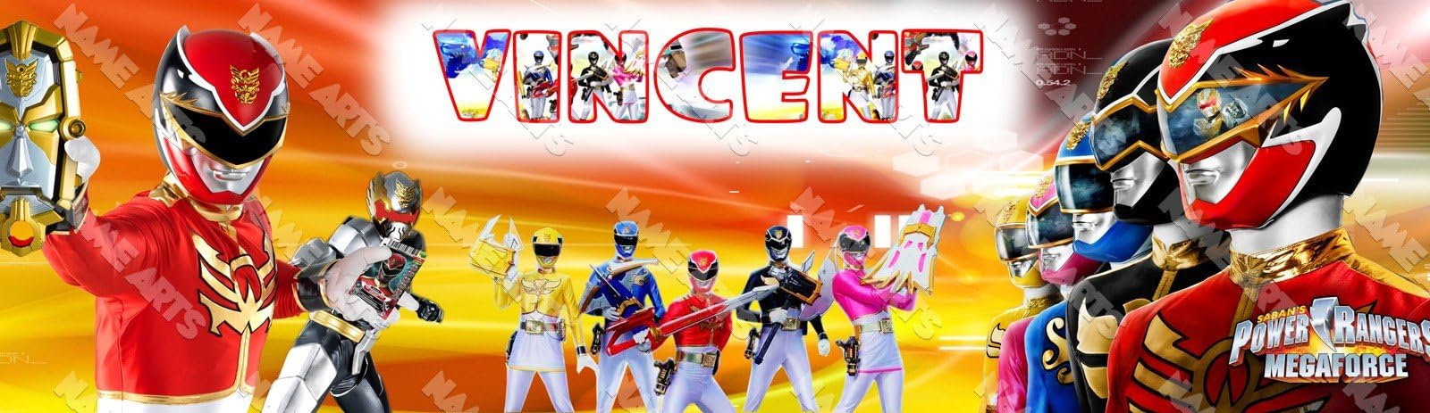 Personalized/Customized Power Rangers Name Poster Wall Decor Door Birthday Art Banner