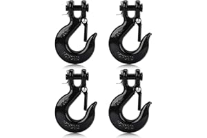 Lechansen G80 Clevis Slip Hook, 5/16" Chain Hooks with Safety Latch, Heavy-Duty Winch Hook, Grade 80 Forged 4 Pack Transport Tow Hook for Maximum Strength Load 18,800 Lbs