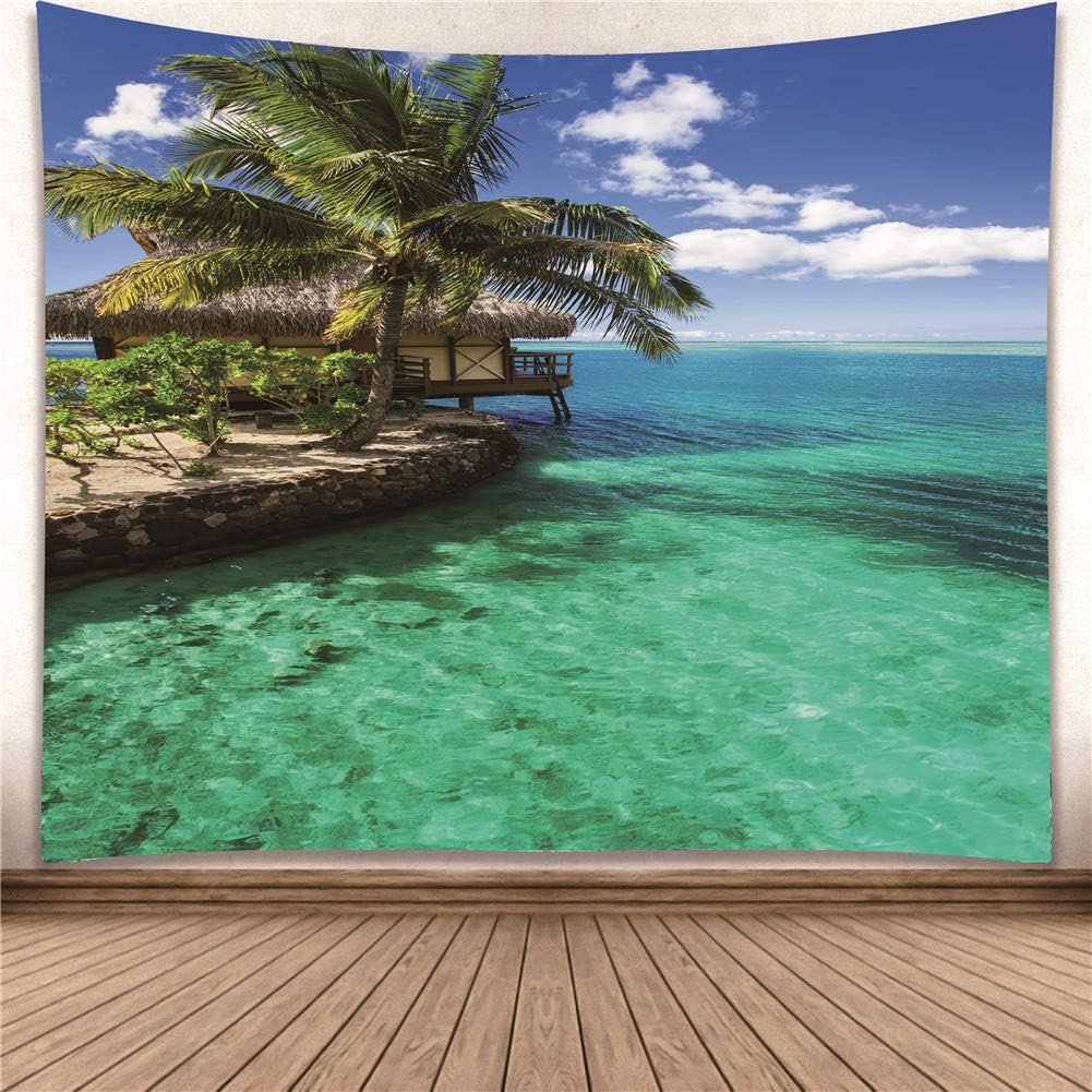 YISURE Huge Wall Hanging Tropical Coconut Tree Green Palm Tapestry Dorm Home Decoration Nature View 91x71 Inch