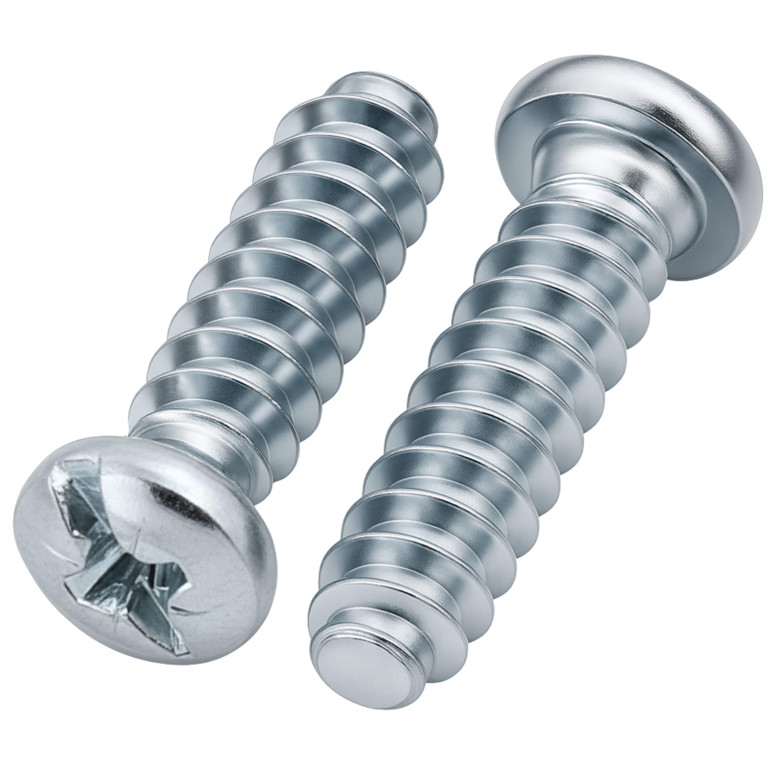 HEXATON Euro Screws 6.3 x 20 mm - 50 Pieces - Rounded Head - Pozidriv - Zinc Plated - Furniture Screws for Hinges, Drawer Guides
