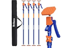 Britevo 4PK Adjustable Telescopic Support Pole, 54-115 inch Cabinet Jack, Heavy Duty 3rd Hand Support System, 154lbs Load-Bearing for Drywall Lift, Dust Barrier, Cargo Bar