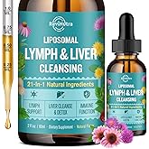 Liposomal Lymphatic Drainage Drops, Liver Cleanse Detox & Repair Liquid Supplement with Milk Thistle, Dandelion, Burdock Root & Echinacea - Lymph & Liver Detox, Antioxidant, Natural Flavor 2 Fl Oz