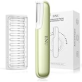 BNU Dermaplane Razor for Women, Face Razor for Women with 10 Replaceable Blades - Face Exfoliation Razor - Body Peach Fuzz Removal - Eyebrow Shaper - Sonic Edge Technology Dermaplaning Tool - Green