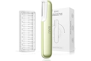 BNU Dermaplane Razor for Women, Face Razor for Women with 10 Replaceable Blades - Face Exfoliation Razor - Body Peach Fuzz Removal - Eyebrow Shaper - Sonic Edge Technology Dermaplaning Tool - Green