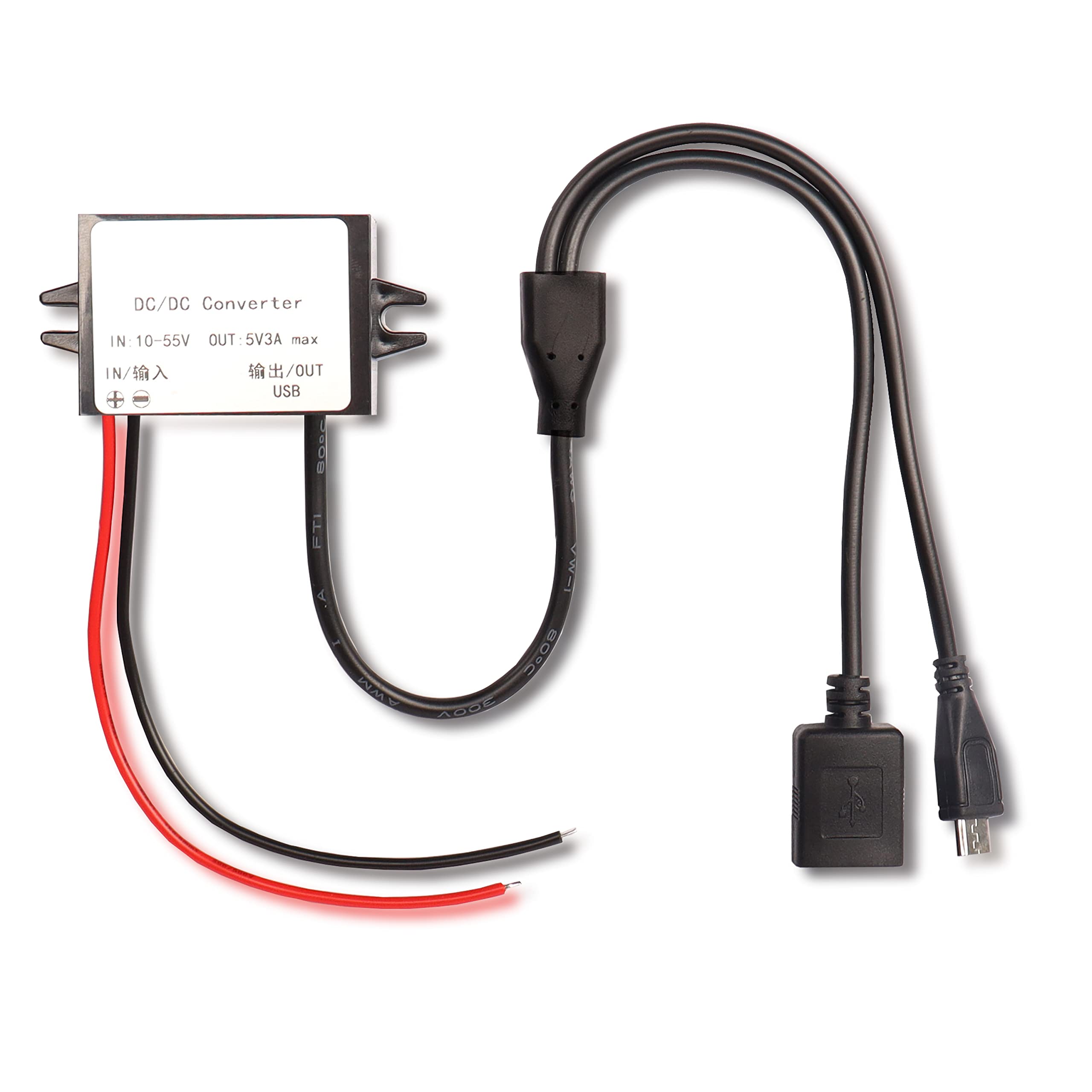 Convertisseur DC 36V/48V Vers 5V 2A 10W - Alimentation Régulée étanche Pour LED, Solaire, Sécurité | Dimensions 46x32x18mm