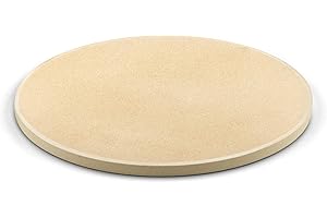 Cook N Home Pizza Grilling Baking Stone with Scraper, 14-Inch Round Heavy Duty Cordierite Bread Stone for Oven and Grill, Thermal Shock Resistant Ideal for Baking Golden Crisp Crust Pizza,Cream