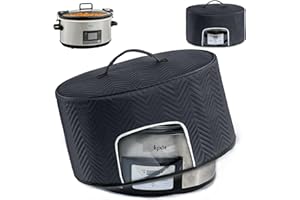 BAGSPRITE Slow Cooker Cover with Aluminum Foil Lining for Crock-Pot & Hamilton Beach 6, 7, 8 Quart Oval Slow Cookers – Appliance Dust Cover with See-Through Window