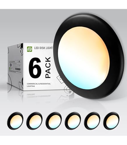 ASD 6 Pack LED Disk Lights 6 Inch, 15W 5CCT 2700K-5000K