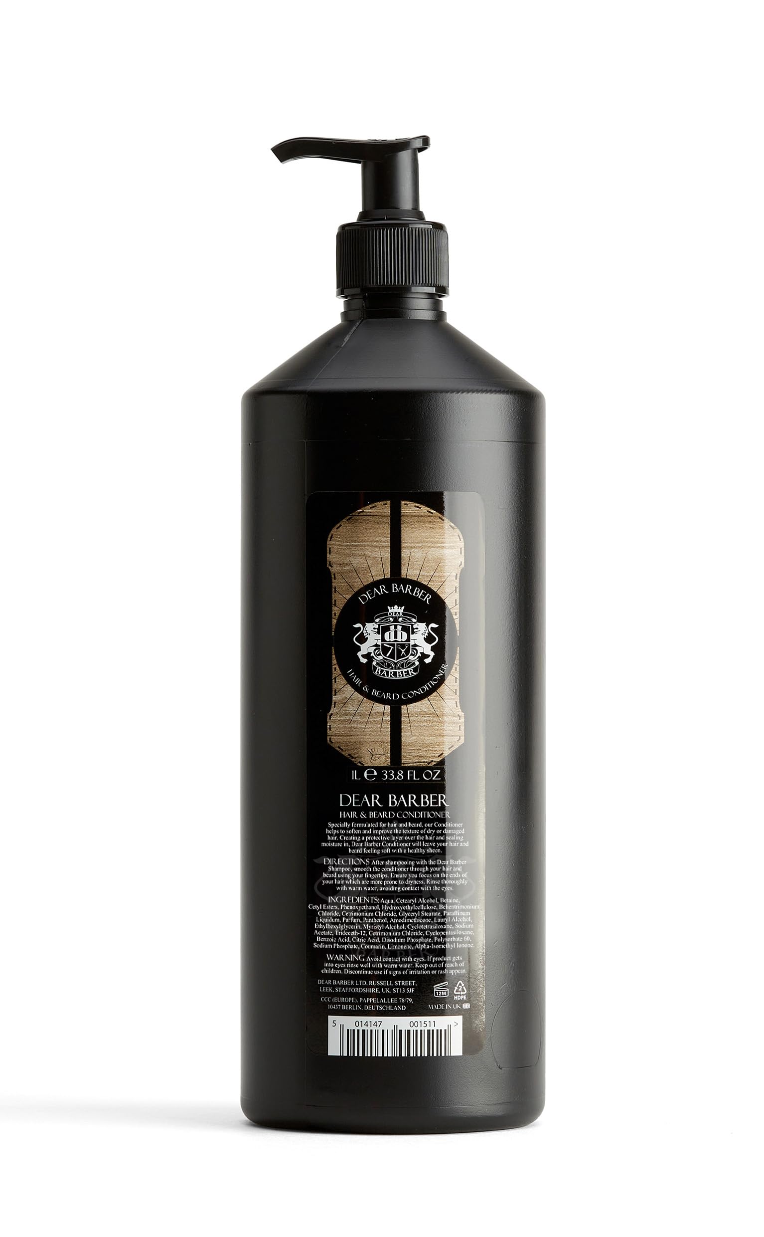 Dear Barber HAIR & BEARD CONDITIONER 1 Litre - Nourishing Conditioner For Men, Moisturising Hair & Beard Softening Formula
